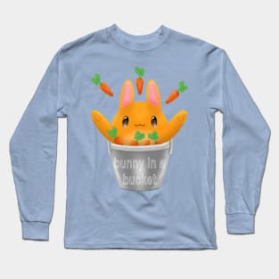 Bunny in a bucket, cute rabbit in a bucket with carrots Long Sleeve T-Shirt